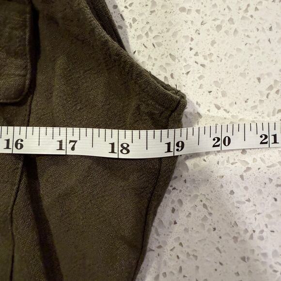 Tiffosi Olive Green Linen Blend Button Front Maxi Dress M Belted Safari Boho - Picture 7 of 8